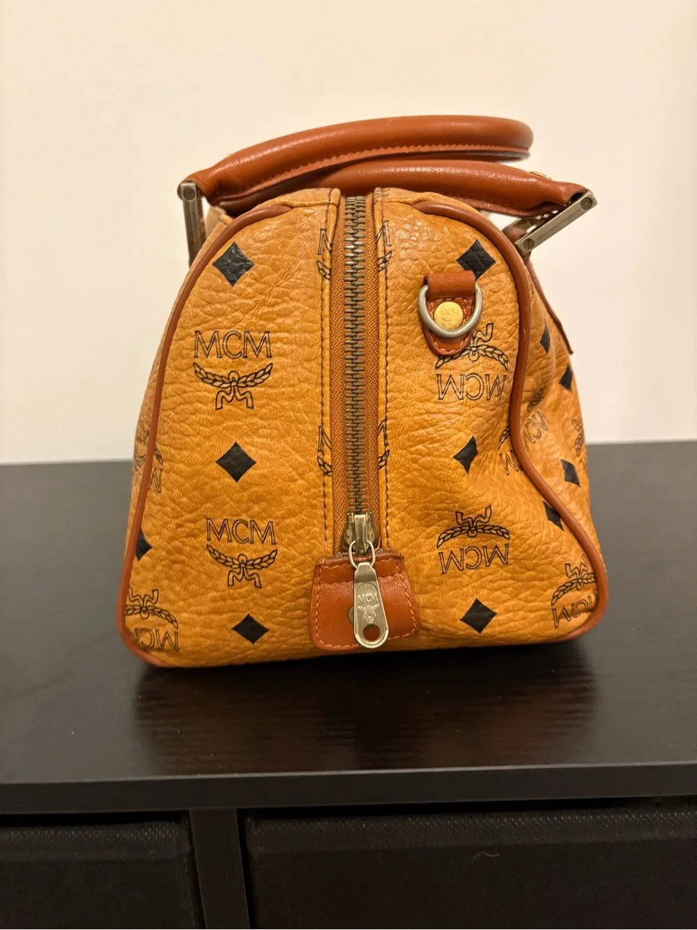 MCM Boston Bag / Top-Handle Boston Satchel in Cognac with COA